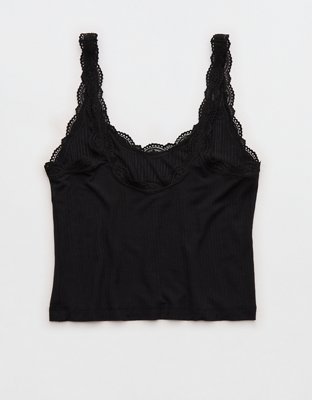 Superchill Modal Rib Lace Trim Tank Top | Aerie