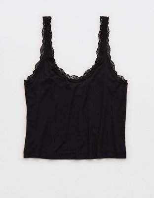 Superchill Modal Rib Lace Trim Tank Top | Aerie
