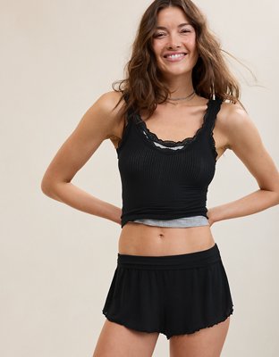 Superchill Modal Rib Lace Trim Tank Top | Aerie