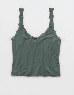 Superchill Modal Rib Lace Trim Tank Top | Aerie