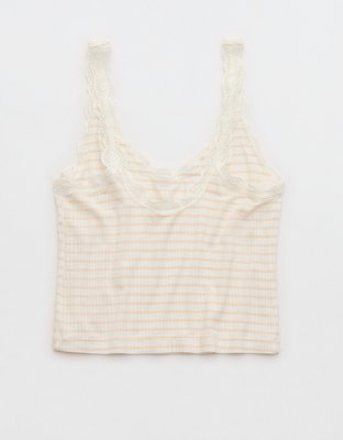 Superchill Modal Rib Lace Trim Tank Top | Aerie
