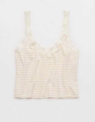 Superchill Modal Rib Lace Trim Tank Top | Aerie