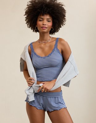 Superchill Modal Rib Lace Trim Tank Top | Aerie