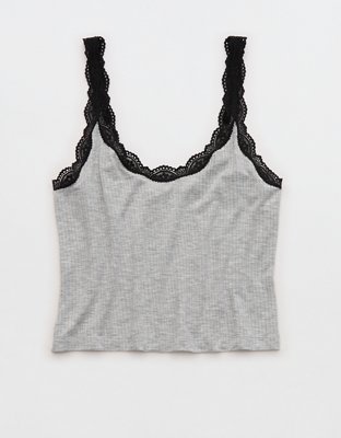 Superchill Modal Rib Lace Trim Tank Top | Aerie