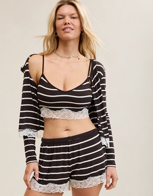 OVERSLEPT by Aerie Real Soft® Ribbed Lace Bra Top