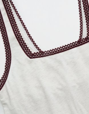 Женский топ Aerie Superchill Cotton Lace Trim, цвет: Меланжевый морозный — фото 6