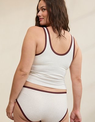 Женский топ Aerie Superchill Cotton Lace Trim, цвет: Меланжевый морозный — фото 2