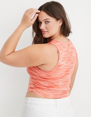 Aerie Top sin mangas en punto elástico con fruncido