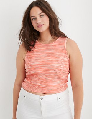 Aerie Top sin mangas en punto elástico con fruncido