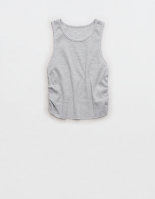 Aerie Top sin mangas en punto elástico con fruncido