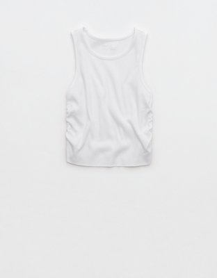 Aerie Top sin mangas en punto elástico con fruncido