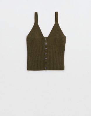 Aerie Button Front Sweater Tank Top