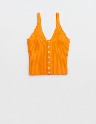 Aerie Top sin mangas tejido con botones en el frente