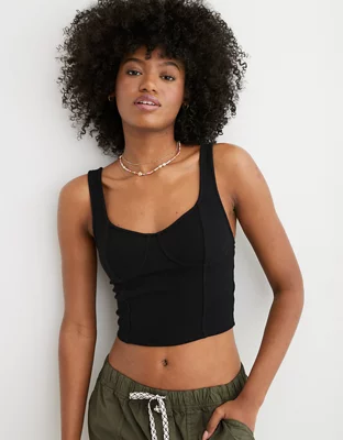 Aerie Corset Cropped Tank Top