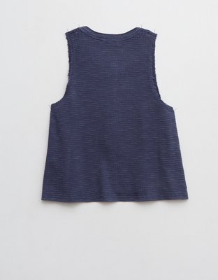 Aerie Sunspun Waffle Cropped Tank Top