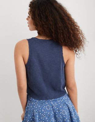 Aerie Sunspun Waffle Cropped Tank Top
