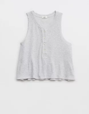 Aerie Sunspun Waffle Cropped Tank Top