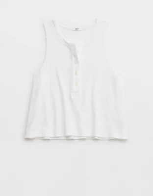 Aerie Sunspun Waffle Cropped Tank Top