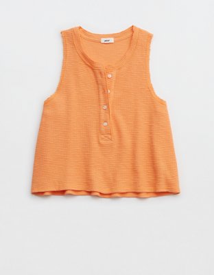 Aerie Sunspun Waffle Cropped Tank Top