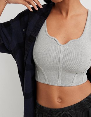 Aerie Cropped Ribbed Corset Tank Top