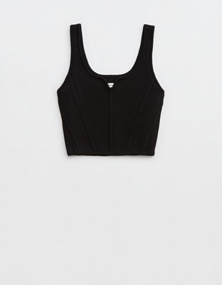 Aerie Cropped Ribbed Corset Tank Top