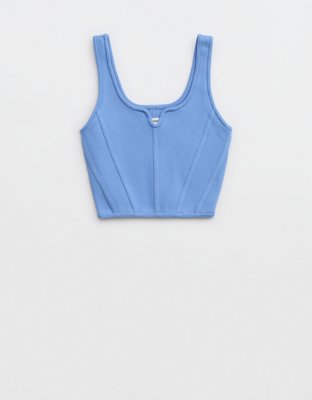 Aerie Cropped Ribbed Corset Tank Top