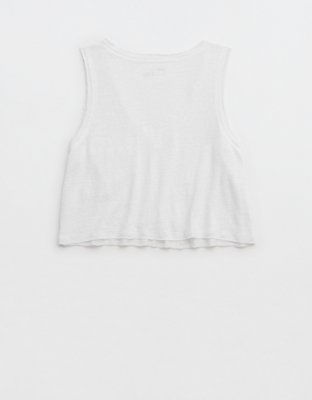 Aerie Top sin Mangas Escote V de Lino Fresco con Bolsillo