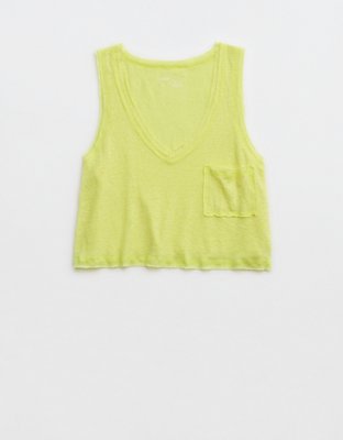 Aerie Breezy Linen VNeck Pocket Tank Top