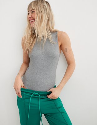 Aerie Sleeveless Mock-Neck Ribbed Bodysuit