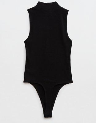 Aerie Sleeveless Mock-Neck Ribbed Bodysuit