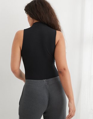 Aerie Sleeveless Mock-Neck Ribbed Bodysuit