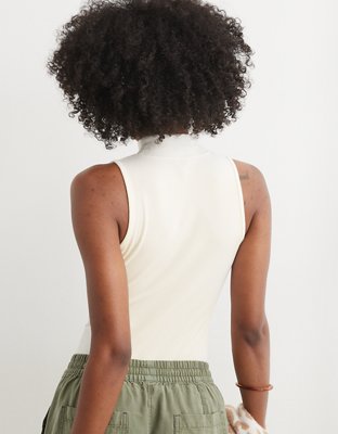 Aerie Sleeveless Mock-Neck Ribbed Bodysuit
