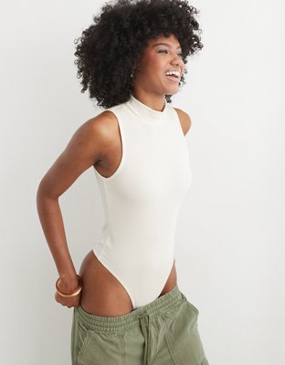 Aerie Sleeveless Mock-Neck Ribbed Bodysuit