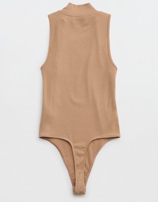 Aerie Sleeveless Mock-Neck Ribbed Bodysuit
