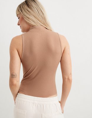 Боди Mock-Neck, без рукавов, в рубчик — Aerie — фото 2