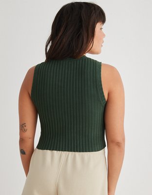 Aerie High Neck Ribbed Tank Top