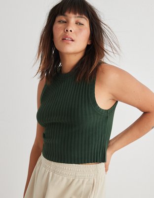 Aerie High Neck Ribbed Tank Top