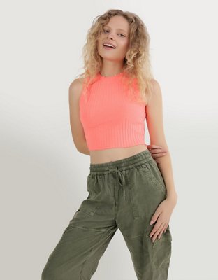 Aerie High Neck Ribbed Tank Top