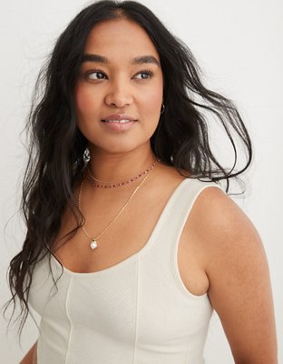 Aerie Cropped Ribbed Corset Tank Top