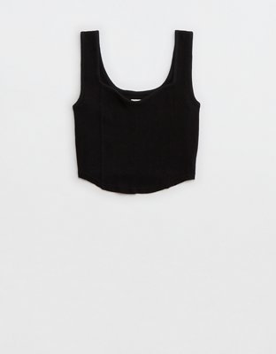 Aerie Cropped Ribbed Corset Tank Top
