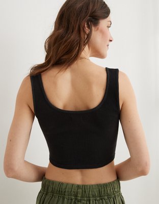Aerie Cropped Ribbed Corset Tank Top