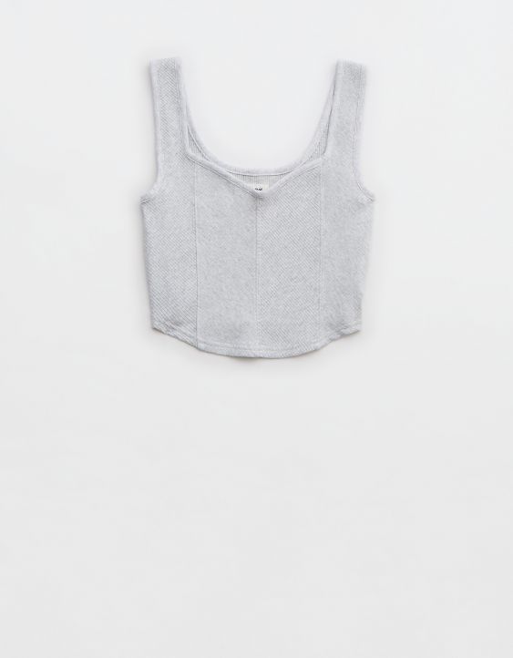 Aerie Cropped Ribbed Corset Tank Top