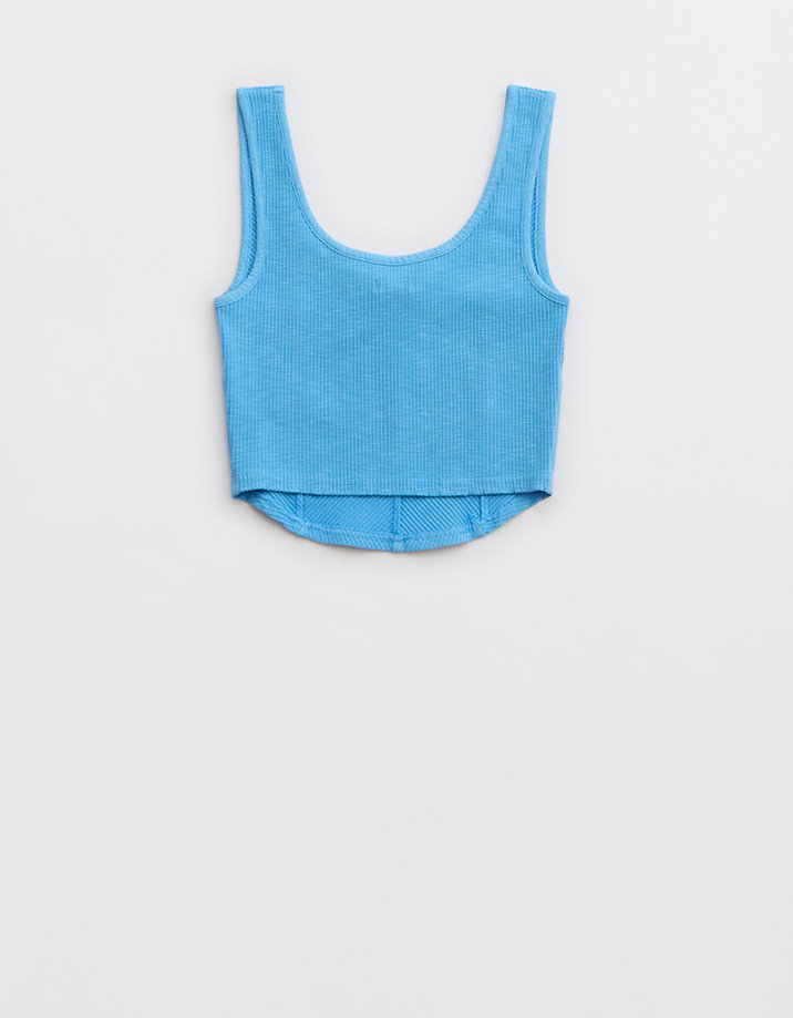 Aerie Cropped Ribbed Corset Tank Top