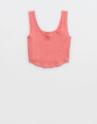 Aerie Cropped Ribbed Corset Tank Top