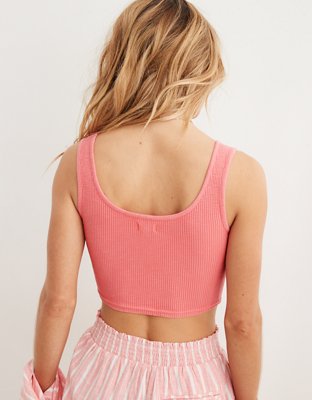 Aerie Cropped Ribbed Corset Tank Top