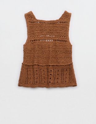 Aerie Crochet Sweater Vest Top