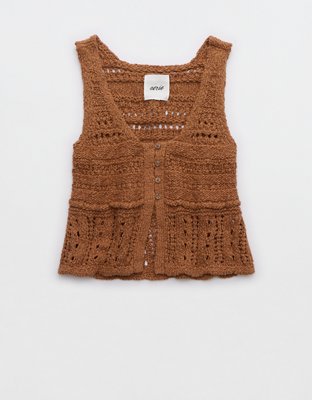 Aerie Crochet Sweater Vest Top