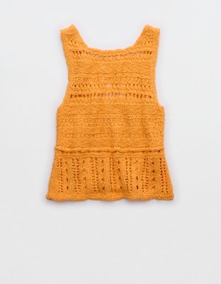 Aerie Crochet Sweater Vest Top