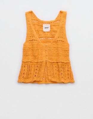 Aerie Crochet Sweater Vest Top