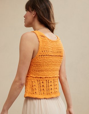 Aerie Crochet Sweater Vest Top